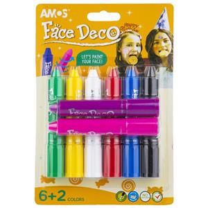 پاستل گریم صورت آموس مدل Face Deco بسته 8 رنگ Amos Color Makeup Pastel 