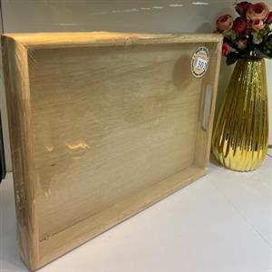 سینی مستطیل بزرگ دسته دار چوب رابروود کد 302
