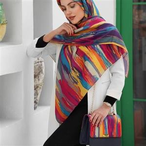 ست کیف و روسری زنانه طرح آبرنگی چند رنگ با کیف پاسپورتی  mo134