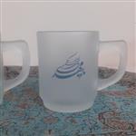 لیوان شیشه ای طرح سردار سلیمانی ابراهیم هادی شیشه مات مناسب کادو  و کارهای فرهنگی مذهبی