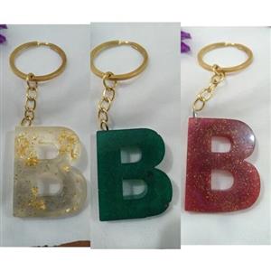 جاسوییچی و جاکلیدی حرف  B همراه حلقه و اتصالات و قابل استفاده برای آویز ماشین و آویز کیف و گردنبند