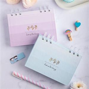 دفتر چه یادداشت تو دولیست جلد سخت طلا کوبی کیوت پالت در چهار رنگ آبی صورتی یاسی طوسی