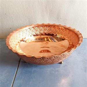 آجیل خوری سه پایه گلدار مسی