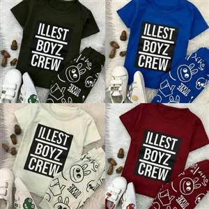 ست پسرانه تیشرت و شلوارک  boys راحتی سایز 50 جنس دورس تابستانه وپاییزه خنک