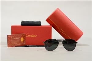 عینک آفتابی مردانه کارتیه با فریم مشکی مات (Cartier)