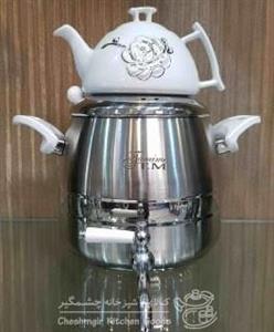 کتری و قوری سفید کف چدن ترک