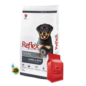 غذای خشک توله سگ رفلکس با طعم بره و برنج Reflex puppy food with lamb & rice وزن ۱ کیلوگرم ( بسته بندی ملودی مهربانی )