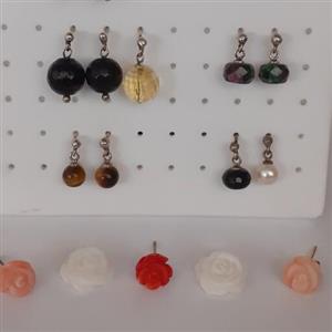 گوشواره نقره 925 با سنگ های دلخواه شما طرح میخی آویز کوتاه 