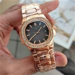 ساعت مچی مردانه قاب نگینی بند استیل رنگ ثابت موتور ژاپن پتک فیلیپ Patek Philippe 