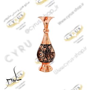 گلدان مس و الماس تراش 16 سانتی صنایع دستی سایروس مسی