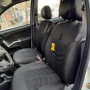 روکش صندلی پراید141 روکش صندلی  پراید141مشکی تمام جنس جودون چرم مدل مازراتی الگو فابریک