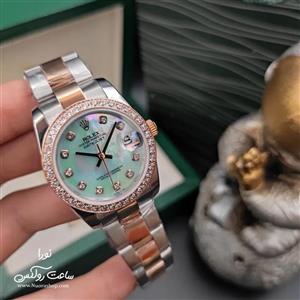ساعت رولکس زنانه بند نقره ای صفحه نقره ای