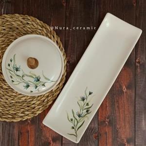 رولت خوری و شکلات خوری سرامیکی دست ساز دستگیره چوبی 