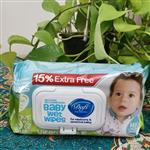دستمال مرطوب پاک کننده کودک حاوی روغن کالاندولا دافی بسته 100 عددی مناسب برای نوزادان و کودکان با پوست حساس