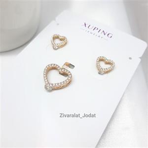نیم ست نگین دار  طرح جدید قلب ژوپینگ کدN14