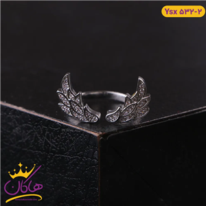 انگشتر استیل زنانه بال فرشته نقره ای | ysx 532/2