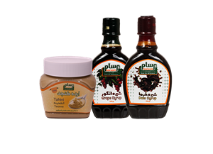 ارده 350 گرمی + شیره انگور ۳۹۰ گرمی + شیره خرما ۳۹۰ گرمی