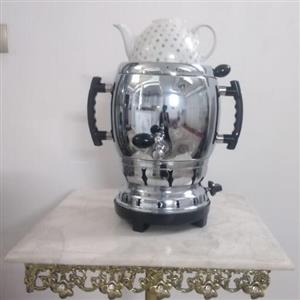 سماور گازی مدل آپولون ورق ضخیم همراه باقوری دسته ها نسوز مجهز به شیر استاندارد