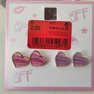 ست دوتایی گوشواره میخی قلب صورتی و بنفش دارای لعاب میناکاری