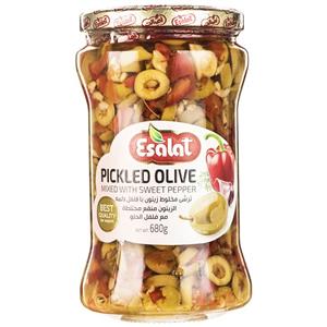 ترشی مخلوط زیتون با فلفل دلمه اصالت 680 گرم Esalat Mixed With Sweet Pepper Pickled Olive 680gr
