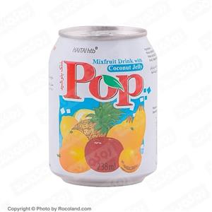 نوشیدنی قوطی بدون گاز مخلوط 8 میوه حاوی تکه های نارگیل 238 میلی لیتری Pop