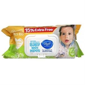 دستمال مرطوب پاک کننده کودک دافی مدل Extra Free بسته 100 عددی