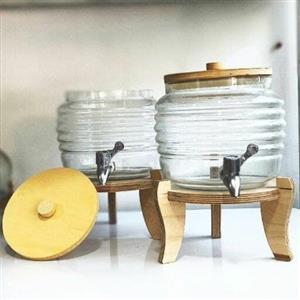 کلمن شیشه ایی پایه چوبی