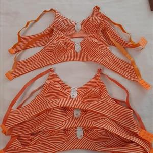 سوتین نخی .سایز 60 و 65.داخل و بیرون نخ.راه راه نارنجی.قبل  سایز چک شود