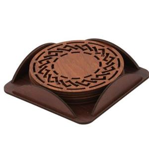 زیر لیوانی حاشیه بسته 6 عددی چوبی  مدل فروردین دارای رنگبندی