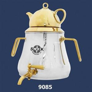 کتری قوری استیل نیم طلایی کف چدن برند(اس لوکس)کد9085