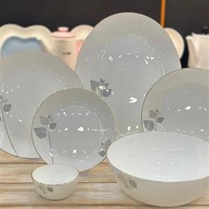 سرویس آرکوپال 18 نفره  105 پارچه گرد  مقصود گلبرگ طلای طوسی لب طلا