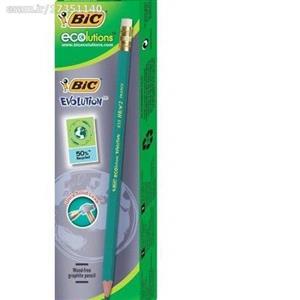 مداد پاک کن دار مشکی بیک اولوشن Bic Evolution With Eraser Black Pencil