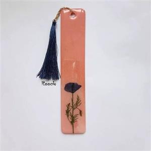 بوک مارک رزینی نشان کتاب دو طرعه . با گل های طبیعی شقایق کبود