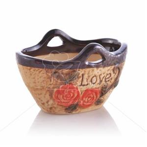 گلدان پلی استر دسته دار طرح لاو ارتفاع 6 سانتی‌متر