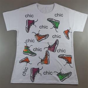 تیشرت طرح کفش نخ پنبه دخترانه