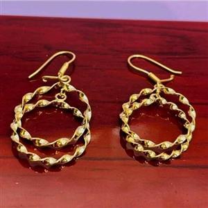 گوشواره نقره  حلقه ای پیچ عیار 925 آبکاری طلا زرد و سفید بسیار  راحت و محکم