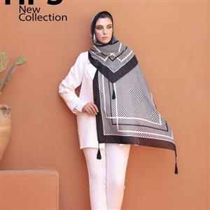 شال نخی سفید مشکی کد88