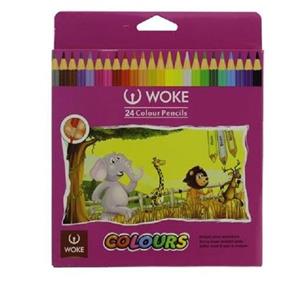 مداد رنگی 24 رنگ ووک مقوایی 6 گوش