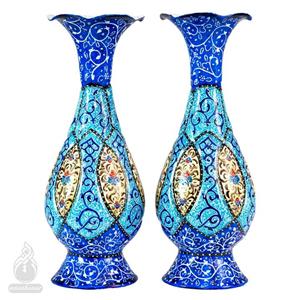 گلدان صراحی میناکاری نیل ارتفاع 16 سانتی متر 2 
