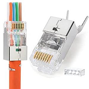 سوکت شبکه با نگهدارنده cat6 stfp end open نقره ای
