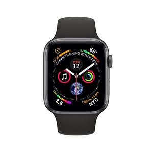 ساعت هوشمند اپل واچ سری 4 مدل 44 میلی متری با بند مشکی و بدنه آلومینیومی خاکستری Apple Watch Series 4 44mm Space Gray Aluminum Case with Black Sport Band