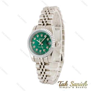 ساعت رولکس دیت جاست زنانه نقره ای صفحه سبز اسمال Rolex-4509-S-L