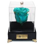 جعبه گل ماندگار گیتی باکس مدل رز جاودان فیروزه ای لاکچری آبنوس