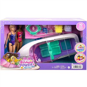 عروسک باربی Malibu Mermaid Power Fast Boat Dress Up Doll and 2 متل آمریکا 