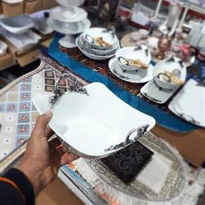 کاسه 4گوش فیوچر دسته پیوتر همراه با جعبه شکیل کادوعی کیفیت درجه یک پایه دار از جنس چینی تقدیس