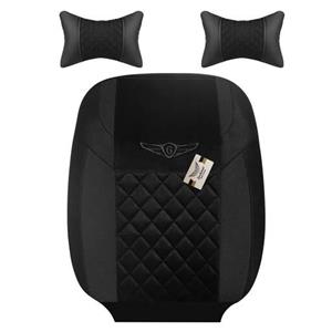 حراج روکش صندلی مناسب تیبا دو و کوییک مخمل پشت چرم تمام  مشکی همراه پشت گردنی