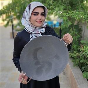 ساج چدنی روسی 44 سانتی دسته دار نان پزی چدن خالص بدون روکش (ساج روسی ظرف طبیعتگردی)