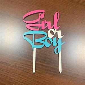 تاپر کیک تعیین جنسیت boy or girl سایز  16 در 14.5 با پایه 22 در 14.5