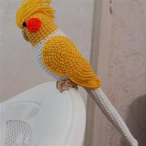 عروسک عروس هلندی قلاب بافی شده 21 سانتی زرد و سفید