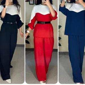 ست دخترانه ست  زنانه ست تابستانی ابرو بادی دخترانه ست بلوز و شلوار راحتی زنانه ست دورنگ خنک وسبک دخترانه